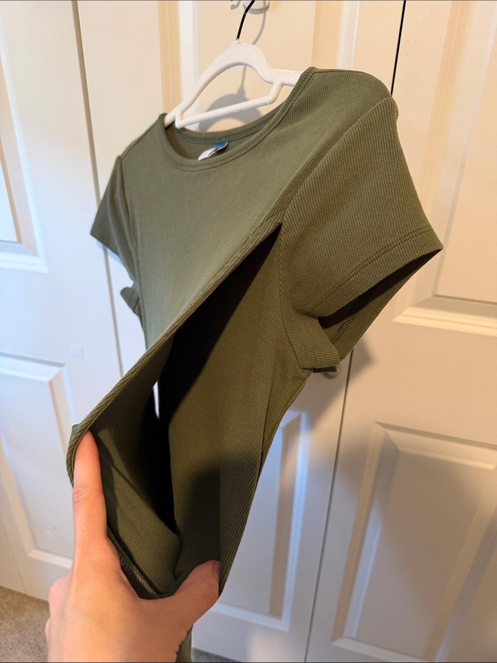 Old Navy | Olive Green Maternity Short-Sleeve Dress - Picture 4 of 7
